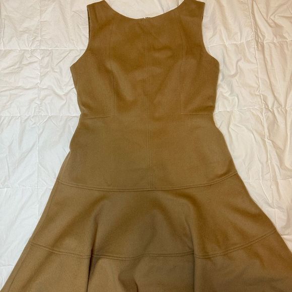 Hobbs London women's dress size 12 drop waist a line 100% wool camel brown color - Picture 4 of 15